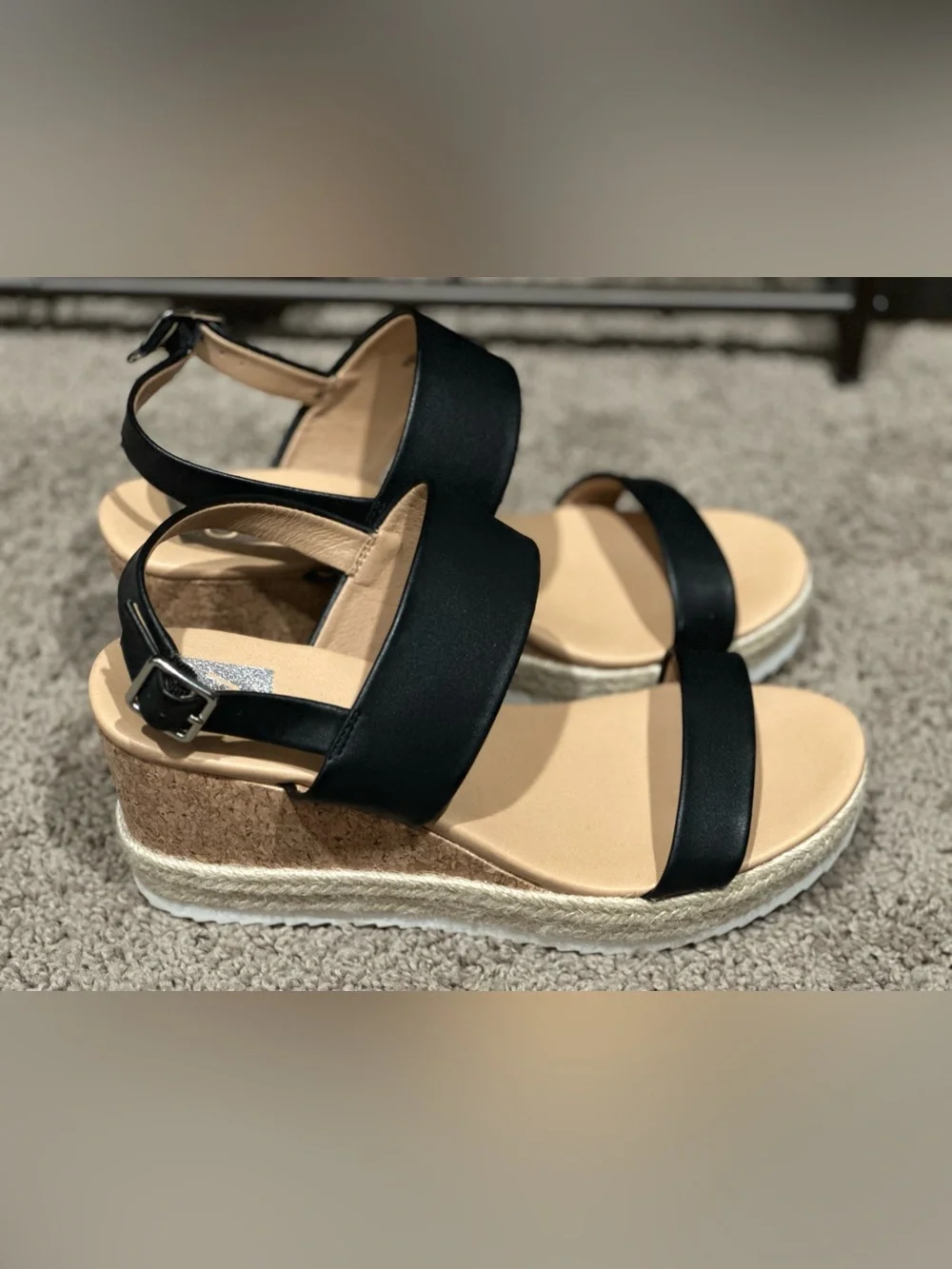 Dolce Vita Black Espadrille Wedge Sandals